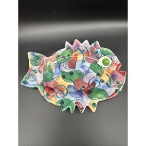 Packer Creek Jan Pugh Whimsical Eyelash Fish Beach Platter Trinket Candy Dish